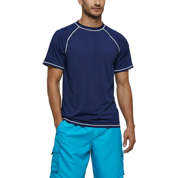 Mens Rash Guard UV Sun Protection Swim Shirt Swimming Top Summer Swimwear Shirt